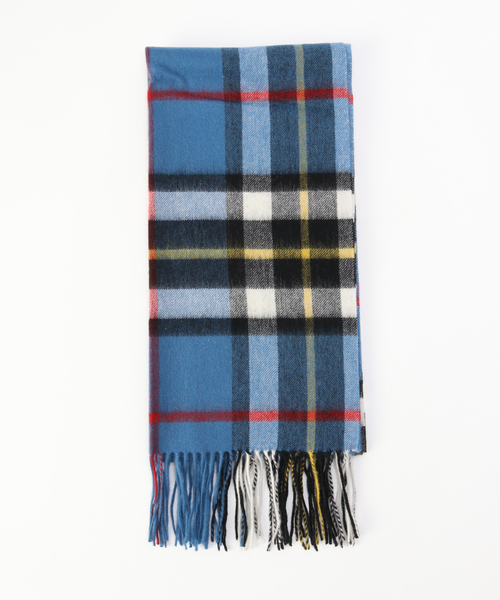 TWEED MILL（ツイードミル）の「TWEEDMILL / ツイードミル Lamds Wool Check Stole（マフラー・メンズ・サックスブルー/イエロー/ネイビー/ブラウン/ホワイト/ブルー/チャコールグレー/グレー・FREE）」の6枚目の写真