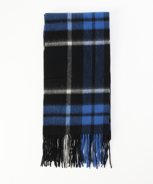 TWEED MILL（ツイードミル）の「TWEEDMILL / ツイードミル Lamds Wool Check Stole（マフラー・メンズ・サックスブルー/イエロー/ネイビー/ブラウン/ホワイト/ブルー/チャコールグレー/グレー・FREE）」の7枚目の写真