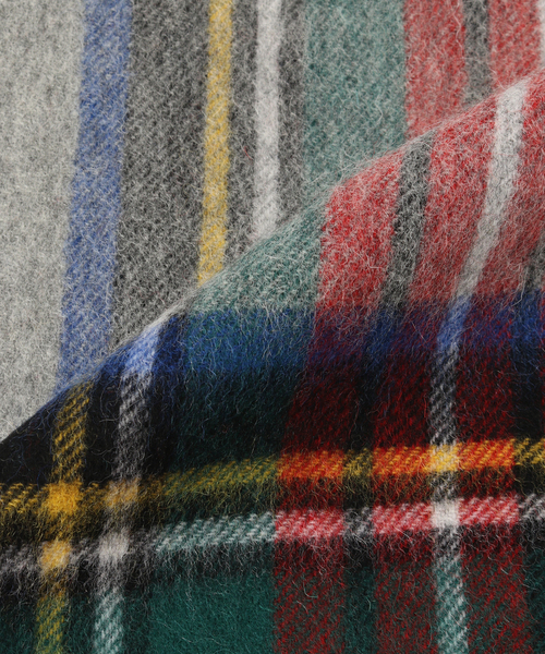 TWEED MILL（ツイードミル）の「TWEEDMILL / ツイードミル Lamds Wool Check Stole（マフラー・メンズ・サックスブルー/イエロー/ネイビー/ブラウン/ホワイト/ブルー/チャコールグレー/グレー・FREE）」の15枚目の写真