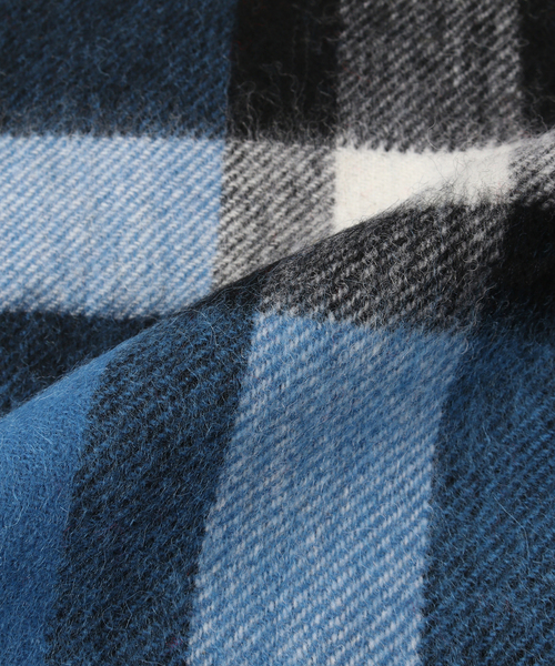 TWEED MILL（ツイードミル）の「TWEEDMILL / ツイードミル Lamds Wool Check Stole（マフラー・メンズ・サックスブルー/イエロー/ネイビー/ブラウン/ホワイト/ブルー/チャコールグレー/グレー・FREE）」の20枚目の写真