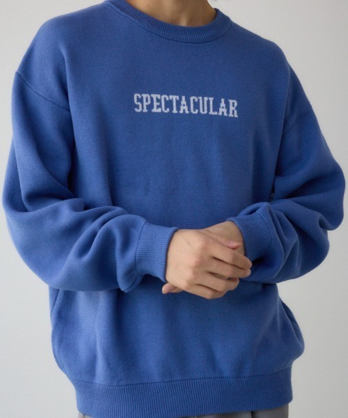 AZUL by moussy(アズールバイマウジー)の「ロゴジャガードニット(ニット/セーター・メンズ・ブラック/ブルー/グレー/ホワイト/ライム/ライトパープル・MEDIUM/LARGE)」の5枚目の写真