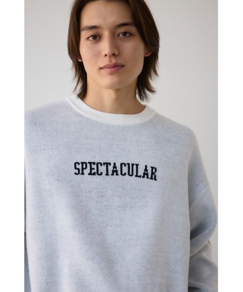 AZUL by moussy(アズールバイマウジー)の「ロゴジャガードニット(ニット/セーター・メンズ・ブラック/ブルー/グレー/ホワイト/ライム/ライトパープル・MEDIUM/LARGE)」の7枚目の写真