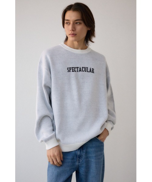 AZUL by moussy(アズールバイマウジー)の「ロゴジャガードニット(ニット/セーター・メンズ・ブラック/ブルー/グレー/ホワイト/ライム/ライトパープル・MEDIUM/LARGE)」の8枚目の写真