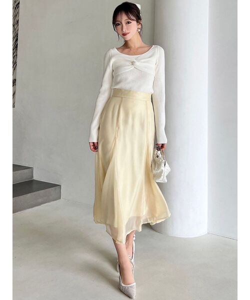 RESEXXY（リゼクシー）の「ツイストリボンニットトップス（ニット/セーター・レディース・ブラック/ピンク/ホワイト・FREE）」の6枚目の写真