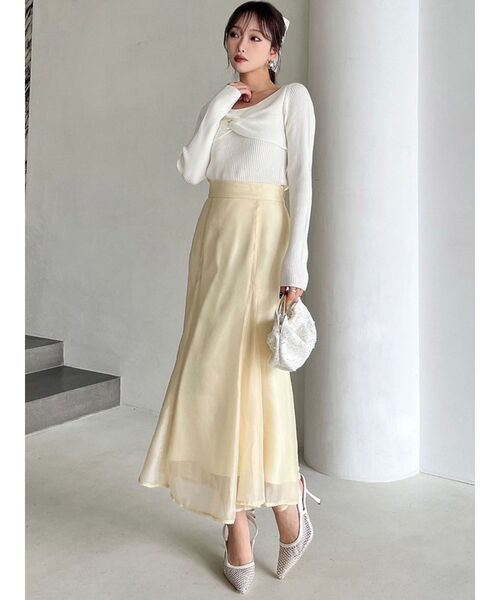 RESEXXY（リゼクシー）の「ツイストリボンニットトップス（ニット/セーター・レディース・ブラック/ピンク/ホワイト・FREE）」の7枚目の写真