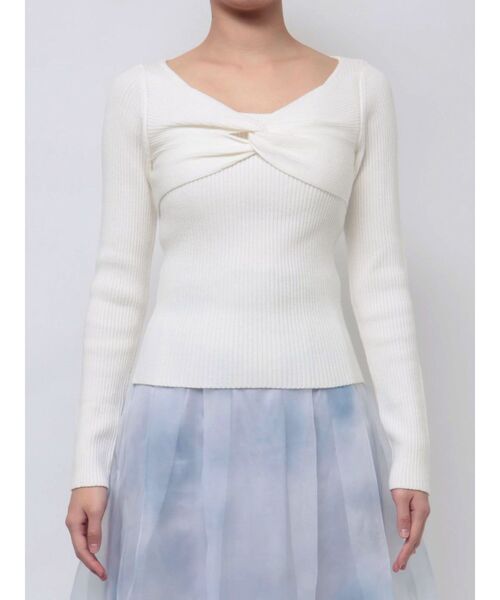 RESEXXY（リゼクシー）の「ツイストリボンニットトップス（ニット/セーター・レディース・ブラック/ピンク/ホワイト・FREE）」の14枚目の写真