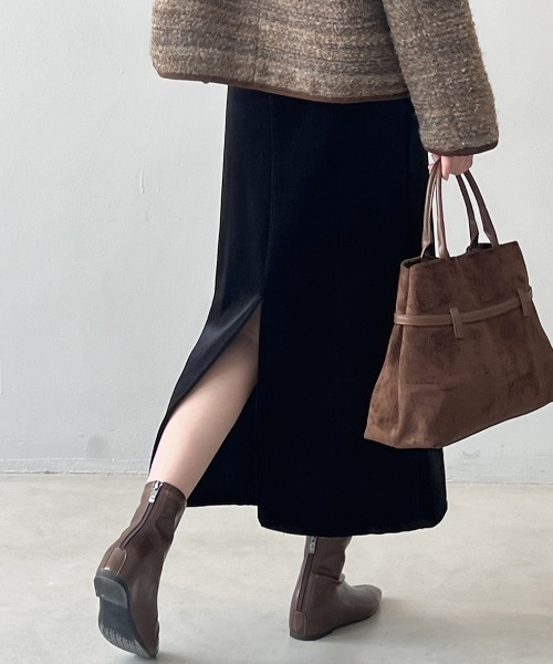 バックスリット起毛ナロースカート（スカート）｜Alum'（アルム）