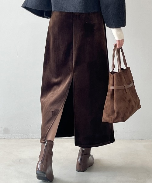 バックスリット起毛ナロースカート（スカート）｜Alum'（アルム）