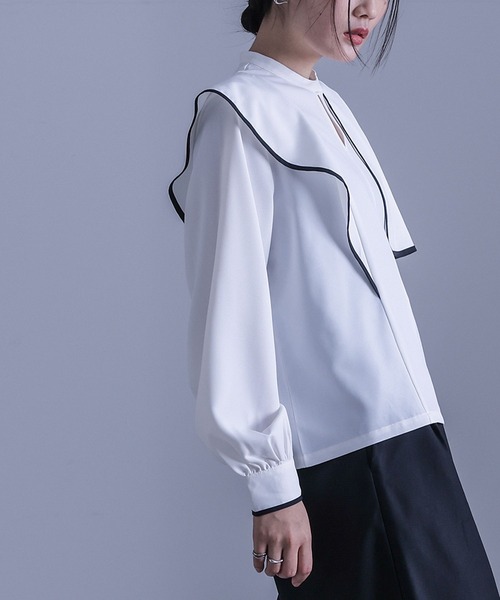 kOhAKU（コハク）の「『フリルヨークデザインシャツ』（シャツ/ブラウス・レディース・オフホワイト/ブラック・2/1）」の22枚目の写真