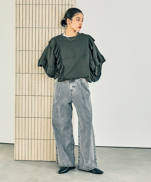 LEPSIM（レプシィム）の「タックデニムパンツ  242487（デニムパンツ・レディース・ブルー/チャコールグレー・MEDIUM/LARGE）」の6枚目の写真