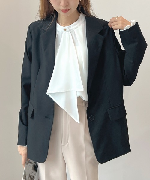 Futier land（フューティアランド）の「【3サイズ展開】ベーシックテーラードジャケット（テーラードジャケット・レディース・ベージュ/ブラック/グレー・SMALL/MEDIUM/LARGE）」の19枚目の写真