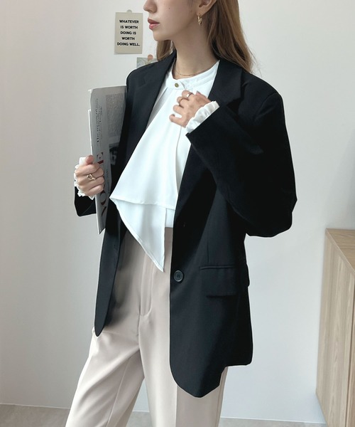 Futier land（フューティアランド）の「【3サイズ展開】ベーシックテーラードジャケット（テーラードジャケット・レディース・ベージュ/ブラック/グレー・SMALL/MEDIUM/LARGE）」の17枚目の写真