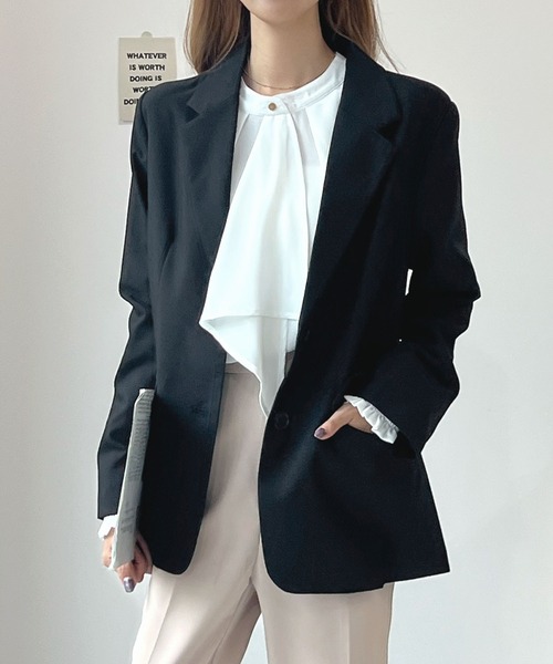 Futier land（フューティアランド）の「【3サイズ展開】ベーシックテーラードジャケット（テーラードジャケット・レディース・ベージュ/ブラック/グレー・SMALL/MEDIUM/LARGE）」の15枚目の写真