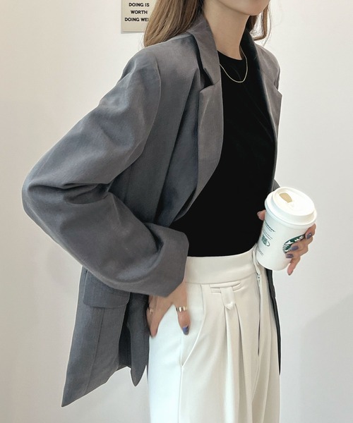 Futier land（フューティアランド）の「【3サイズ展開】ベーシックテーラードジャケット（テーラードジャケット・レディース・ベージュ/ブラック/グレー・SMALL/MEDIUM/LARGE）」の11枚目の写真