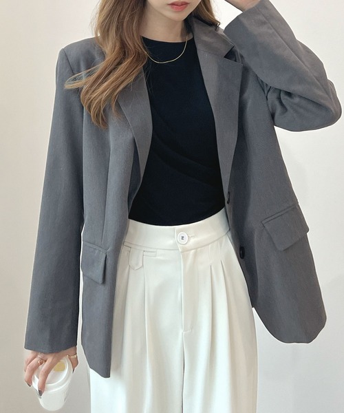 Futier land（フューティアランド）の「【3サイズ展開】ベーシックテーラードジャケット（テーラードジャケット・レディース・ベージュ/ブラック/グレー・SMALL/MEDIUM/LARGE）」の8枚目の写真