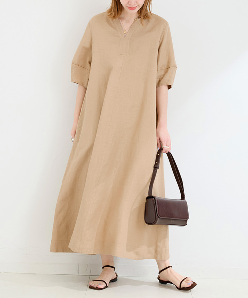 B.C STOCK（ベーセーストック）の「《追加2》リネンレーヨンコクーンスリーブワンピース（ワンピース・レディース・ベージュ系その他/ブルー/ブラック/イエロー・FREE）」の22枚目の写真