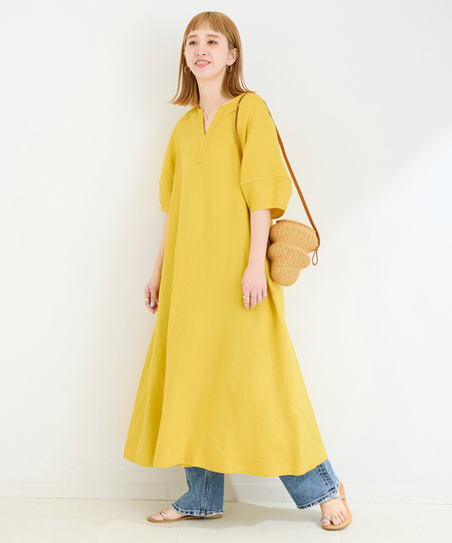 【024】アナイ　リネンレーヨンタックスリーブコート　ワンピース Linen & Linen like｜ANAYI OFFICIAL ONLINE STORE｜アナイ 公式