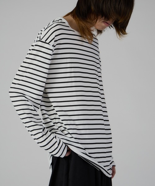 ROOPTOKYO（ループトウキョウ）の「Long Length Round hem Border T / ラウンドカット ボーダーカットソー（Tシャツ/カットソー・メンズ・ホワイト/ブラック・M/L/XL）」の11枚目の写真