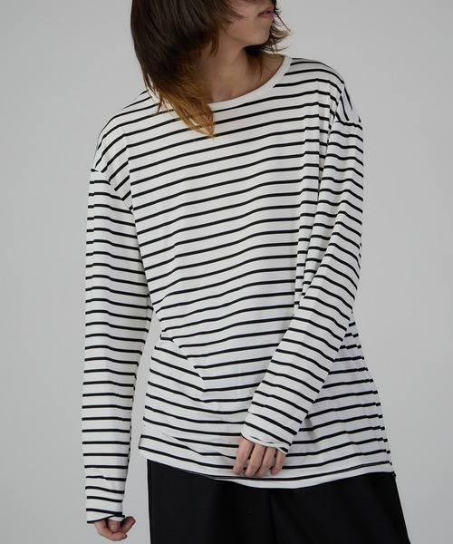 ROOPTOKYO（ループトウキョウ）の「Long Length Round hem Border T / ラウンドカット ボーダーカットソー（Tシャツ/カットソー・メンズ・ホワイト/ブラック・M/L/XL）」の10枚目の写真