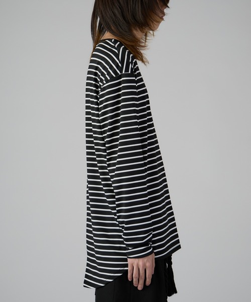 ROOPTOKYO（ループトウキョウ）の「Long Length Round hem Border T / ラウンドカット ボーダーカットソー（Tシャツ/カットソー・メンズ・ホワイト/ブラック・M/L/XL）」の9枚目の写真
