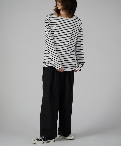 ROOPTOKYO（ループトウキョウ）の「Long Length Round hem Border T / ラウンドカット ボーダーカットソー（Tシャツ/カットソー・メンズ・ホワイト/ブラック・M/L/XL）」の14枚目の写真