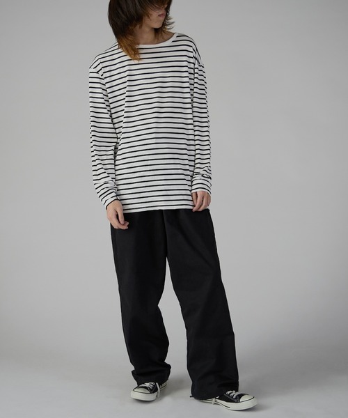 ROOPTOKYO（ループトウキョウ）の「Long Length Round hem Border T / ラウンドカット ボーダーカットソー（Tシャツ/カットソー・メンズ・ホワイト/ブラック・M/L/XL）」の15枚目の写真