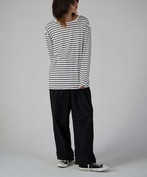 ROOPTOKYO（ループトウキョウ）の「Long Length Round hem Border T / ラウンドカット ボーダーカットソー（Tシャツ/カットソー・メンズ・ホワイト/ブラック・M/L/XL）」の13枚目の写真