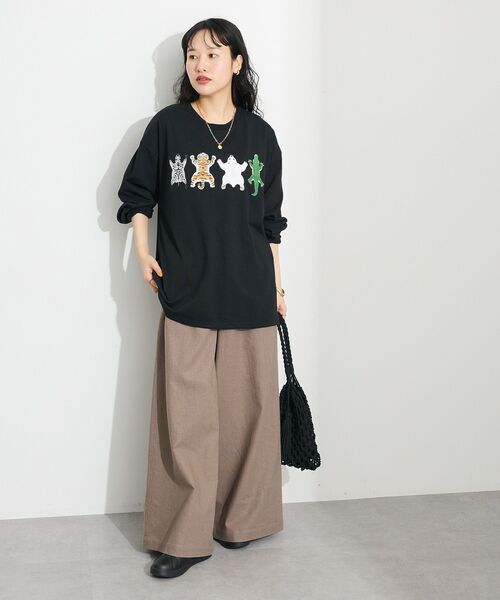 CRAFT STANDARD BOUTIQUE（クラフトスタンダードブティック）の「アニマルプリントL/S TEE-B（Tシャツ/カットソー・レディース・ホワイト/ブラック/ダークグリーン・M/L）」の6枚目の写真