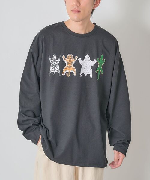 CRAFT STANDARD BOUTIQUE（クラフトスタンダードブティック）の「アニマルプリントL/S TEE-B（Tシャツ/カットソー・レディース・ホワイト/ブラック/ダークグリーン・M/L）」の7枚目の写真