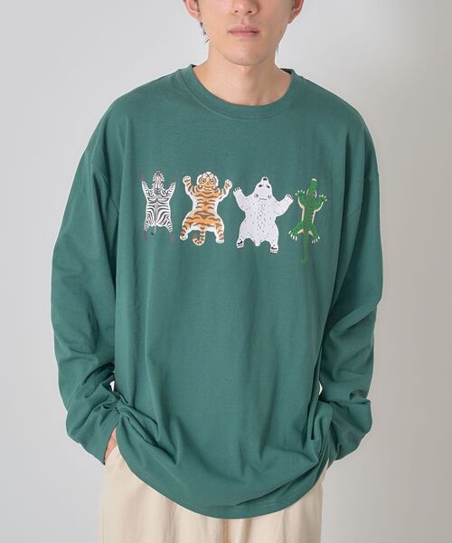 CRAFT STANDARD BOUTIQUE（クラフトスタンダードブティック）の「アニマルプリントL/S TEE-B（Tシャツ/カットソー・レディース・ホワイト/ブラック/ダークグリーン・M/L）」の13枚目の写真