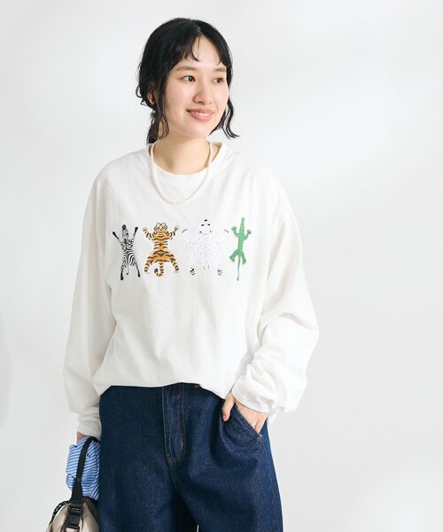 CRAFT STANDARD BOUTIQUE（クラフトスタンダードブティック）の「アニマルプリントL/S TEE-B（Tシャツ/カットソー・レディース・ホワイト/ブラック/ダークグリーン・M/L）」の20枚目の写真