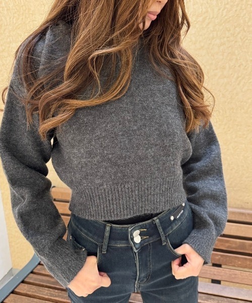 LETee(レティー)の「ニットプルパーカー(ニット/セーター・レディース・ブラック/モカ/グリーン/ベージュ/グレー・FREE)」の4枚目の写真