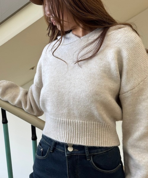 LETee(レティー)の「ニットプルパーカー(ニット/セーター・レディース・ブラック/モカ/グリーン/ベージュ/グレー・FREE)」の7枚目の写真
