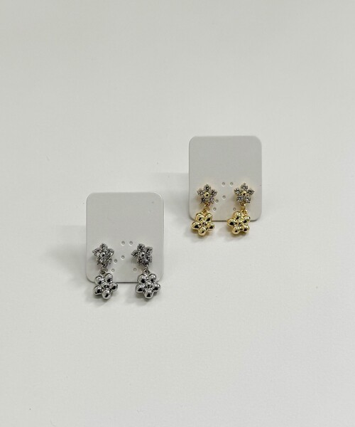 fredy emue(フレディエミュ)の「ビジュー&メタルフラワーピアス(ピアス(両耳用)・レディース・シルバー/ゴールド・FREE)」の8枚目の写真
