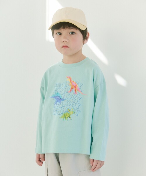 green label relaxing(グリーンレーベルリラクシング)の「恐竜 プルオーバー ロングスリーブ / キッズ 100cm-130cm(Tシャツ/カットソー・キッズ・オレンジ/ライム/ナチュラル・110cm/130cm/120cm/100cm)」の1枚目の写真