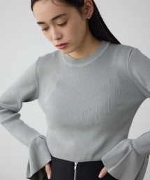 シアーコンビフレアスリーブニット