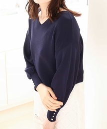 【3シーズン対応】ハイゲージVネックニット/接触冷感/洗える/WEB限定サイズあり