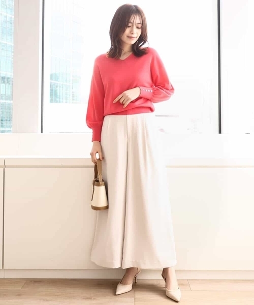 OFUON le MK（オフオンルエムケー）の「【3シーズン対応】ハイゲージVネックニット/接触冷感/洗える/WEB限定サイズあり（ニット/セーター・レディース・グリーン系その他/ネイビー/ライトグレー/レッド系その他・36/38/40）」の10枚目の写真