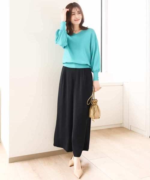 OFUON le MK（オフオンルエムケー）の「【3シーズン対応】ハイゲージVネックニット/接触冷感/洗える/WEB限定サイズあり（ニット/セーター・レディース・グリーン系その他/ネイビー/ライトグレー/レッド系その他・36/38/40）」の13枚目の写真