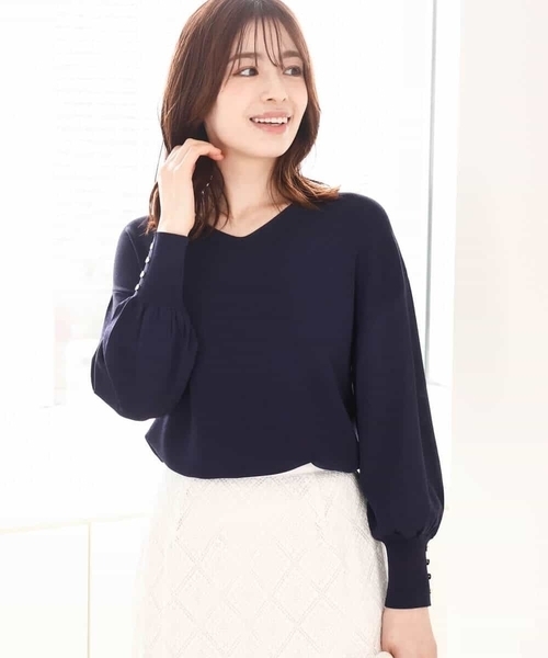 OFUON le MK（オフオンルエムケー）の「【3シーズン対応】ハイゲージVネックニット/接触冷感/洗える/WEB限定サイズあり（ニット/セーター・レディース・グリーン系その他/ネイビー/ライトグレー/レッド系その他・36/38/40）」の15枚目の写真