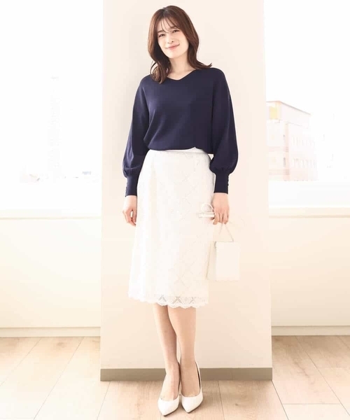 OFUON le MK（オフオンルエムケー）の「【3シーズン対応】ハイゲージVネックニット/接触冷感/洗える/WEB限定サイズあり（ニット/セーター・レディース・グリーン系その他/ネイビー/ライトグレー/レッド系その他・36/38/40）」の16枚目の写真