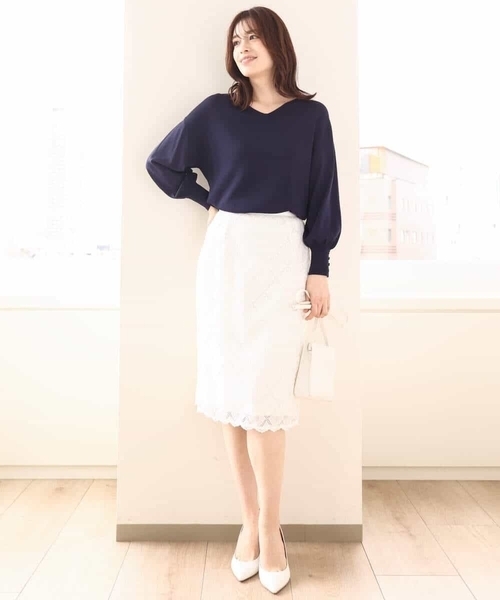 OFUON le MK（オフオンルエムケー）の「【3シーズン対応】ハイゲージVネックニット/接触冷感/洗える/WEB限定サイズあり（ニット/セーター・レディース・グリーン系その他/ネイビー/ライトグレー/レッド系その他・36/38/40）」の18枚目の写真