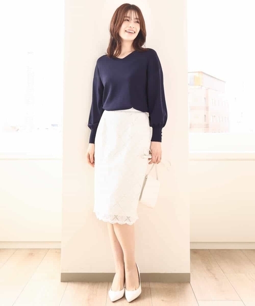 OFUON le MK（オフオンルエムケー）の「【3シーズン対応】ハイゲージVネックニット/接触冷感/洗える/WEB限定サイズあり（ニット/セーター・レディース・グリーン系その他/ネイビー/ライトグレー/レッド系その他・36/38/40）」の20枚目の写真