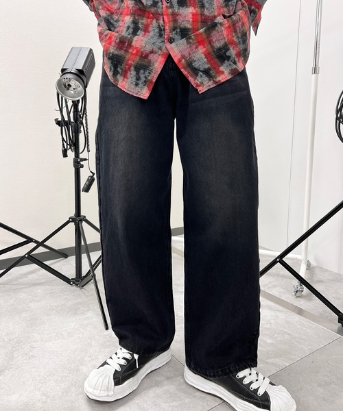 Figments（フィグメンツ）の「ハートパッチバギーデニム（デニムパンツ・レディース・ブラック/ブルー・LARGE/MEDIUM/SMALL）」の2枚目の写真