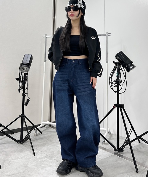 Figments（フィグメンツ）の「ハートパッチバギーデニム（デニムパンツ・レディース・ブラック/ブルー・LARGE/MEDIUM/SMALL）」の6枚目の写真