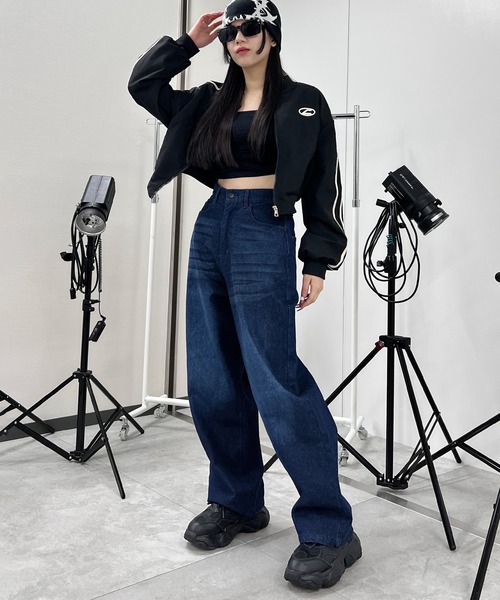 Figments（フィグメンツ）の「ハートパッチバギーデニム（デニムパンツ・レディース・ブラック/ブルー・LARGE/MEDIUM/SMALL）」の7枚目の写真