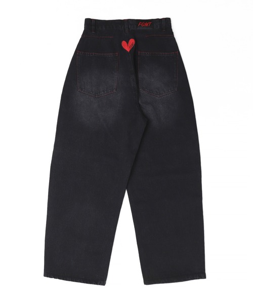 Figments（フィグメンツ）の「ハートパッチバギーデニム（デニムパンツ・レディース・ブラック/ブルー・LARGE/MEDIUM/SMALL）」の10枚目の写真