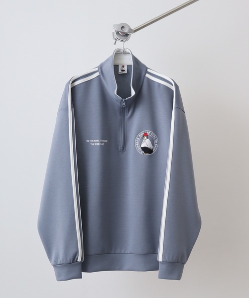 Red Cap Girl（レッドキャプガール）の「RED CAP GIRL ダンボールニット袖ラインHALFZIP（スウェット・メンズ・グレー/ブルー/ホワイト/ブラック・M/L/LL）」の4枚目の写真