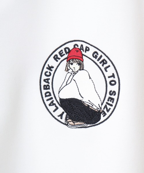 Red Cap Girl（レッドキャプガール）の「RED CAP GIRL ダンボールニット袖ラインHALFZIP（スウェット・メンズ・グレー/ブルー/ホワイト/ブラック・M/L/LL）」の7枚目の写真