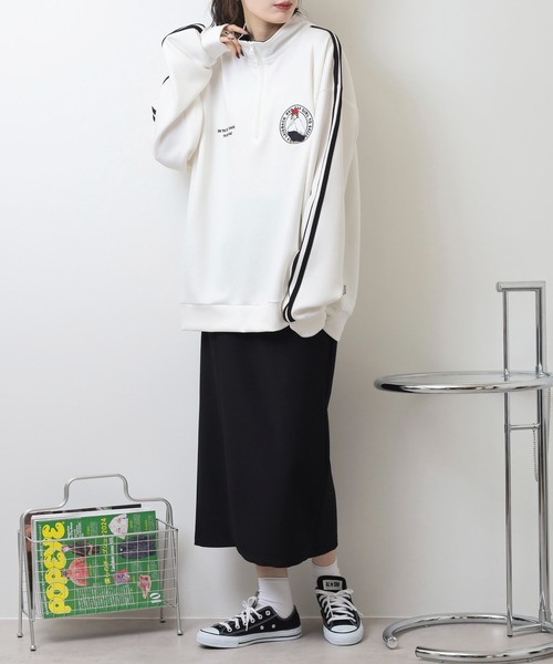 Red Cap Girl（レッドキャプガール）の「RED CAP GIRL ダンボールニット袖ラインHALFZIP（スウェット・メンズ・グレー/ブルー/ホワイト/ブラック・M/L/LL）」の16枚目の写真